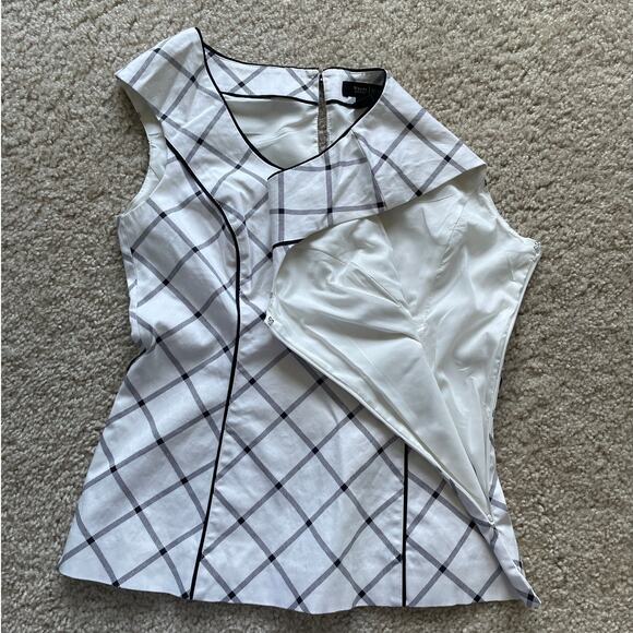 Sleeveless Black & White Top Size 2 WHBM - Picture 3 of 11